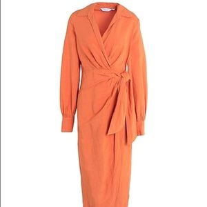 & Other Stories Orange Collared Wrap Midi Dress